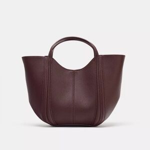 Zara top stitch mini city bag Bordeaux